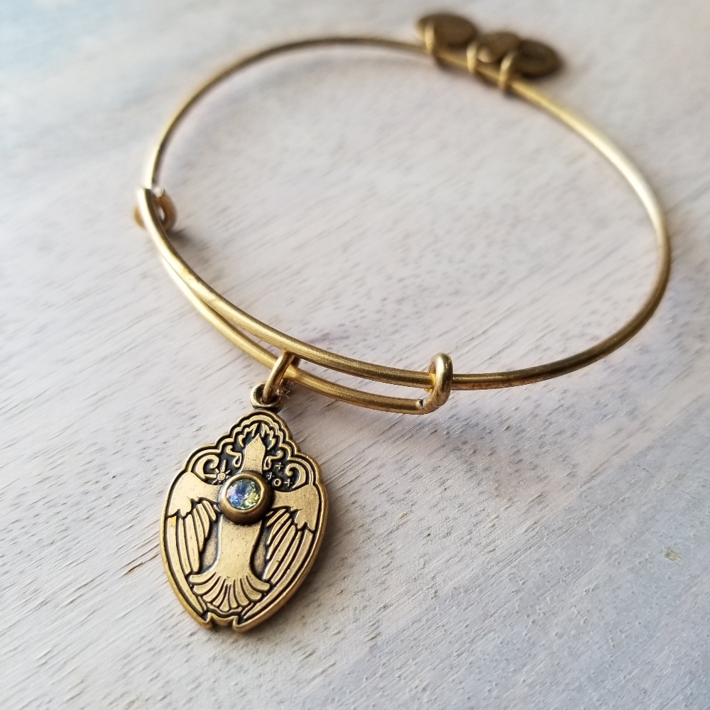 Alex and Ani Crystal Dove Charm Bangle